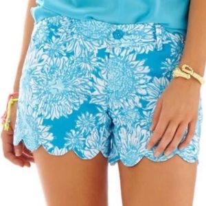 Lilly Pulitzer Buttercup  Ariel Blue Lion in the Sun Scalloped Shorts